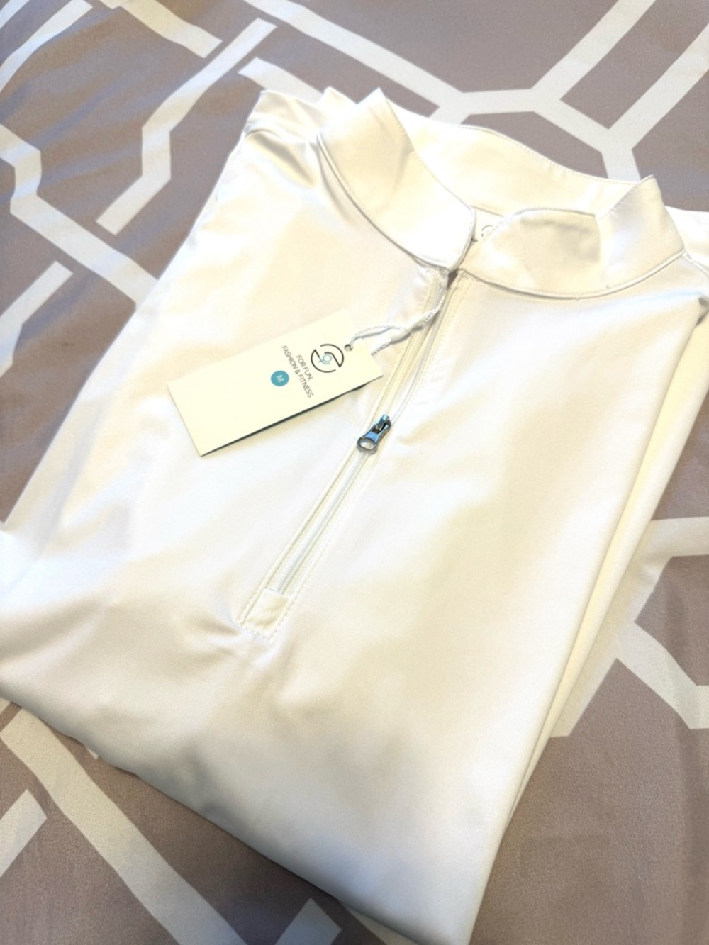 Women’s White Quarter-Zip Performance short sleeve Top